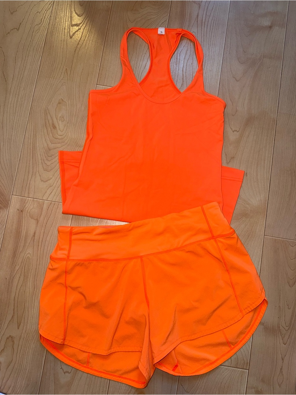 Lululemon Orange Athletic Tank and Short Set size 6